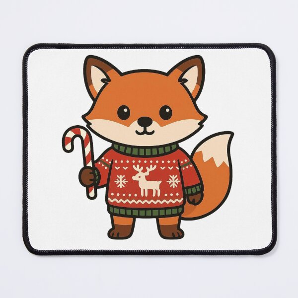 Item preview, Festive Fox in Reindeer Sweater Holding Candy Cane – Cute Christmas Character designed and sold by Confuzz1ed.