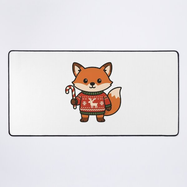Item preview, Festive Fox in Reindeer Sweater Holding Candy Cane – Cute Christmas Character designed and sold by Confuzz1ed.
