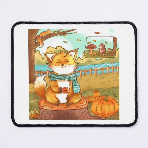 Item preview, Cozy Fall Fox Illustration – Cute Autumn Animal Art with Coffee & Pumpkins designed and sold by Kakon-52.