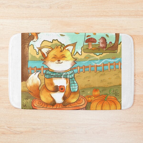 Item preview, Cozy Fall Fox Illustration – Cute Autumn Animal Art with Coffee & Pumpkins designed and sold by Kakon-52.