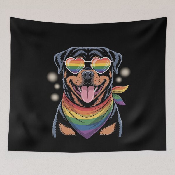 Item preview, Rainbow Rottweiler Cute Dog with Pride Spreading Love  designed and sold by BeetleMalon.