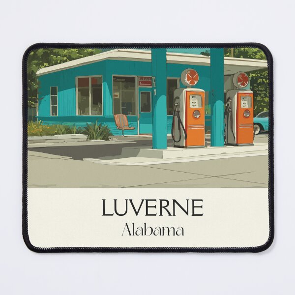 Item preview, Luverne Alabama Retro Gas Station Art Print designed and sold by TuncGK.