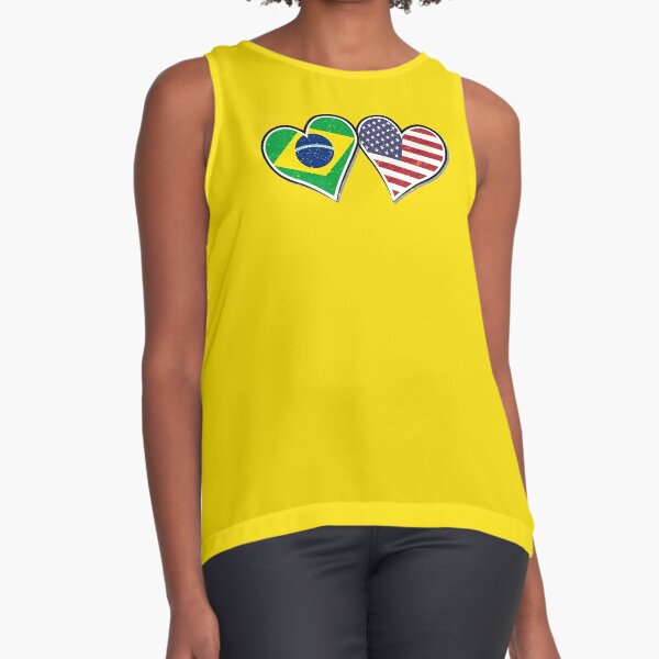 Forever 21 BRASIL Logo Flag Yellow Tank Sleeveless T-Shirt Size S NWOT RARE  !