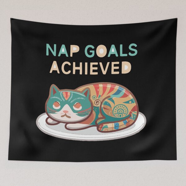 Item preview, Nap Goals Achieved – Relaxed Geometric Cat designed and sold by Bly.pix.
