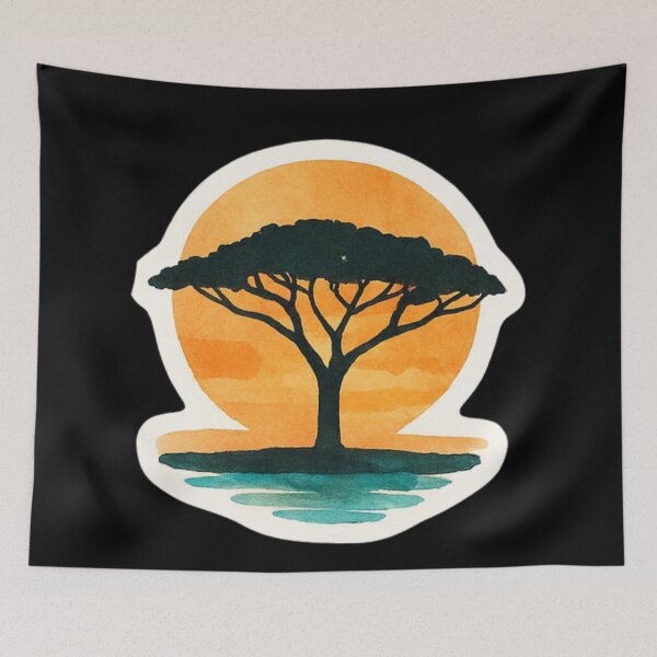 Item preview, Zambezi River - tree and the setting sun designed and sold by DamioPolArt.