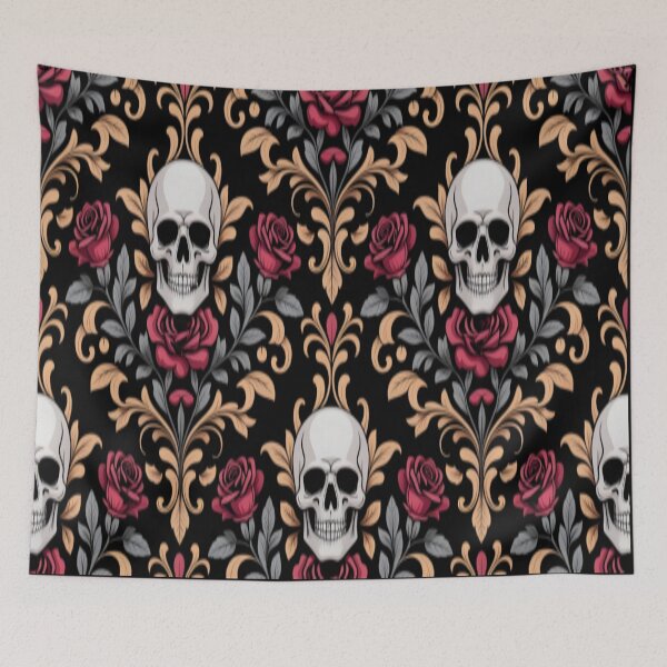 Item preview, Elegant Skull Damask – Dark Romantic Halloween Design designed and sold by 404wearpl.