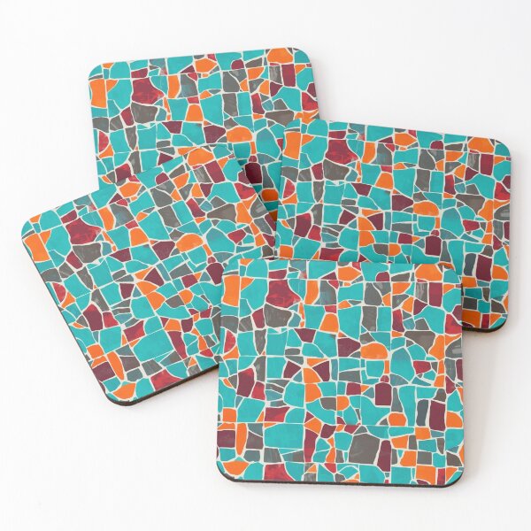 Item preview, Vibrant Mosaic Abstract Pattern – Turquoise, Orange & Maroon Geometric Design designed and sold by Zen Mosaic.