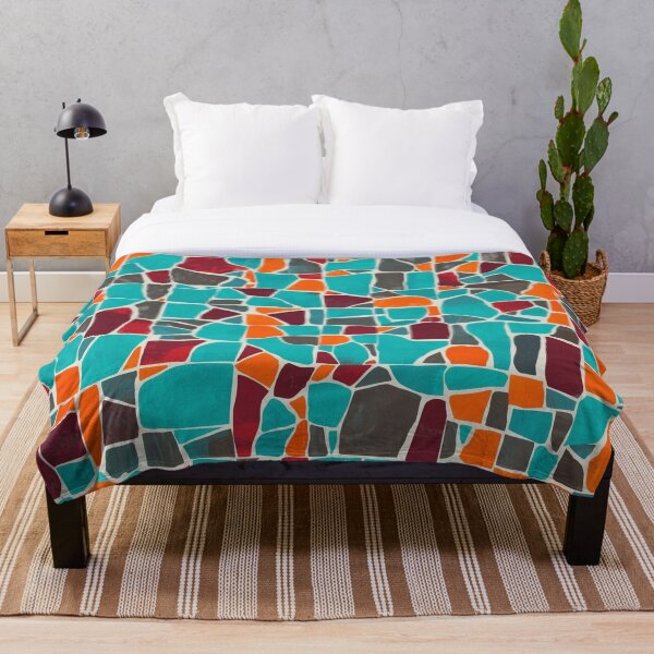 Item preview, Vibrant Mosaic Abstract Pattern – Turquoise, Orange & Maroon Geometric Design designed and sold by Zen Mosaic.