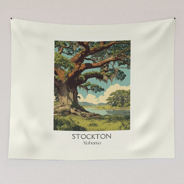 Item preview, Stockton Alabama Ancient Oak Tree Art Print designed and sold by TuncGK.