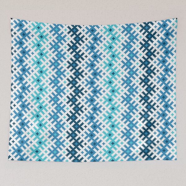 Item preview, Blue Pixel Geometric Pattern Art designed and sold by Agni Designs.