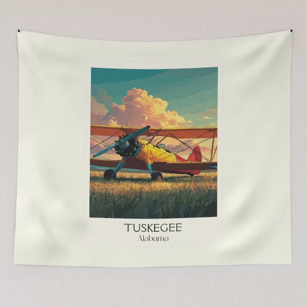 Item preview, Tuskegee Alabama Vintage Biplane Art Print designed and sold by TuncGK.