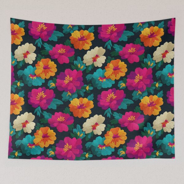 Item preview, Unique Wild Floral Embroidered Print For Holiday Surprise designed and sold by RoyalStarsPatts.