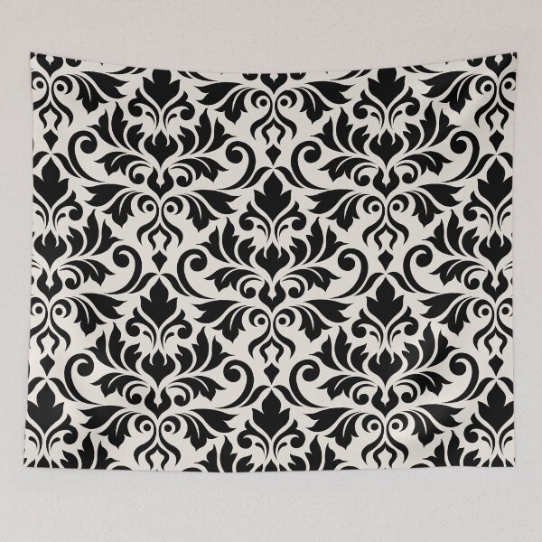 Item preview, Flourish Damask Pattern Black on Cream designed and sold by NataliePaskell.