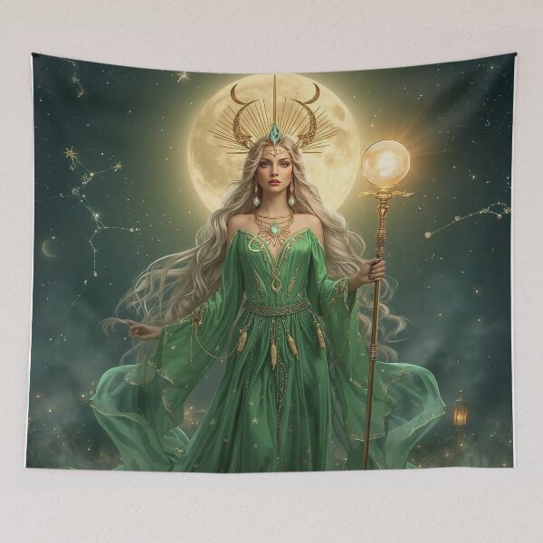 Item preview, Emerald Celestial Goddess – Fantasy Moonlight Queen of Stars and Constellations designed and sold by MissSaylor.