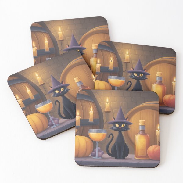 Item preview, 003 Cat in Witch Hat in Candlelit Cellar designed and sold by nikoart001.