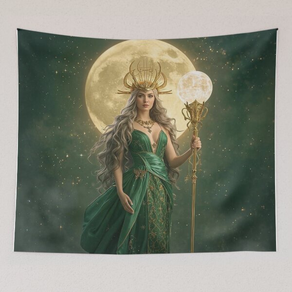 Item preview, Moonlit Emerald Goddess – Celestial Fantasy Queen of Light and Stars designed and sold by MissSaylor.
