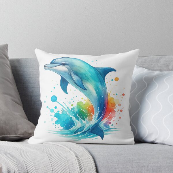 Item preview, Majestic Watercolor Dolphin Splash Art designed and sold by ArtfulWeave.