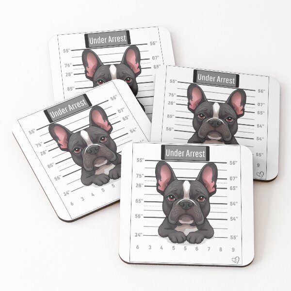 Item preview, French Bulldog Under Arrest Mugshot designed and sold by eslovable.