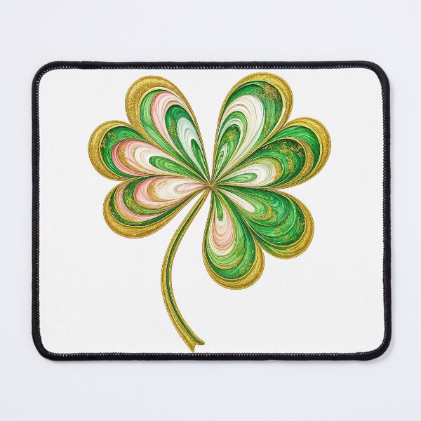 Item preview, Swirled Four Leaf Clover with Gold Accents designed and sold by ArtfulWeave.