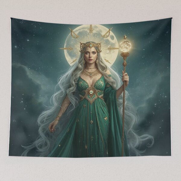 Item preview, Emerald Moon Goddess – Dark Celestial Queen of Stars and Secrets designed and sold by MissSaylor.