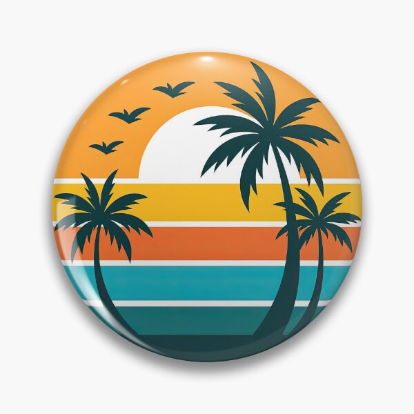 Item preview, Retro Sunset with Palm Trees and Flying Birds designed and sold by ArtfulWeave.