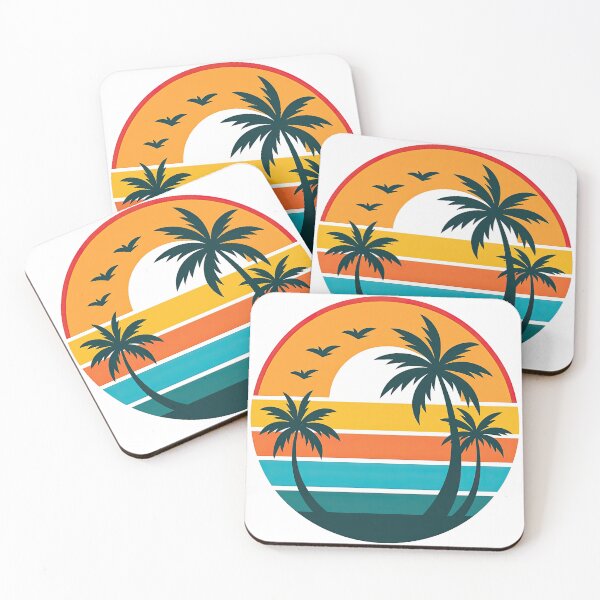 Item preview, Retro Sunset with Palm Trees and Flying Birds designed and sold by ArtfulWeave.