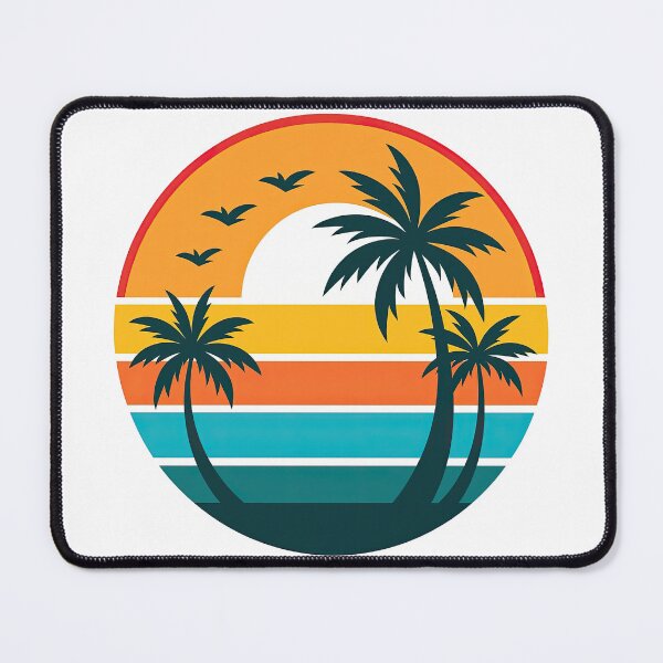 Item preview, Retro Sunset with Palm Trees and Flying Birds designed and sold by ArtfulWeave.