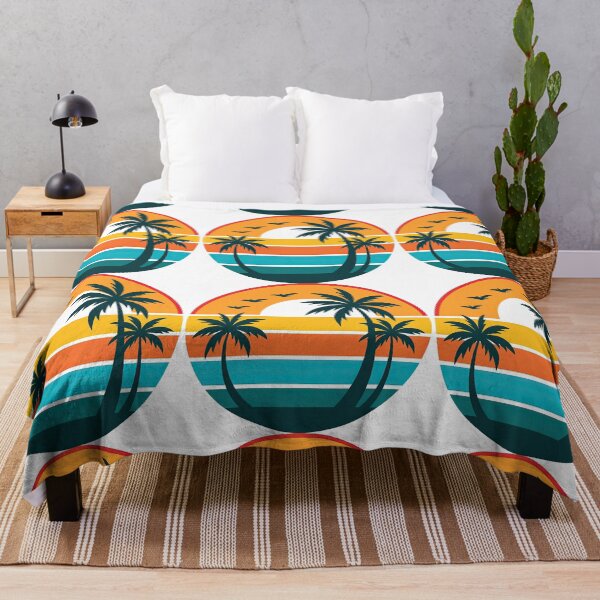 Item preview, Retro Sunset with Palm Trees and Flying Birds designed and sold by ArtfulWeave.