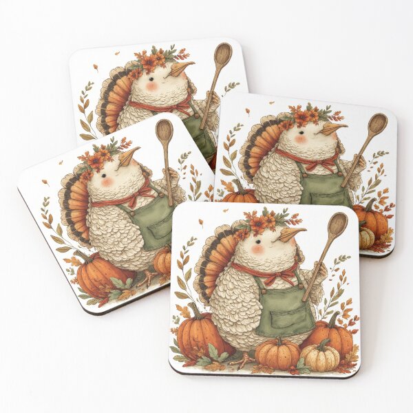 Item preview, Adorable Whimsical Turkey Chef Illustration | Cozy Cottagecore Thanksgiving Art designed and sold by Eden Underground Radio (Official Merch).