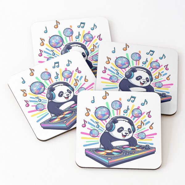 Item preview, Energetic Cartoon Panda DJ Sticker with Neon Party Vibes designed and sold by DiNata.