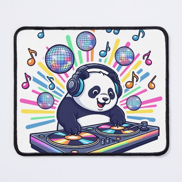 Item preview, Energetic Cartoon Panda DJ Sticker with Neon Party Vibes designed and sold by DiNata.