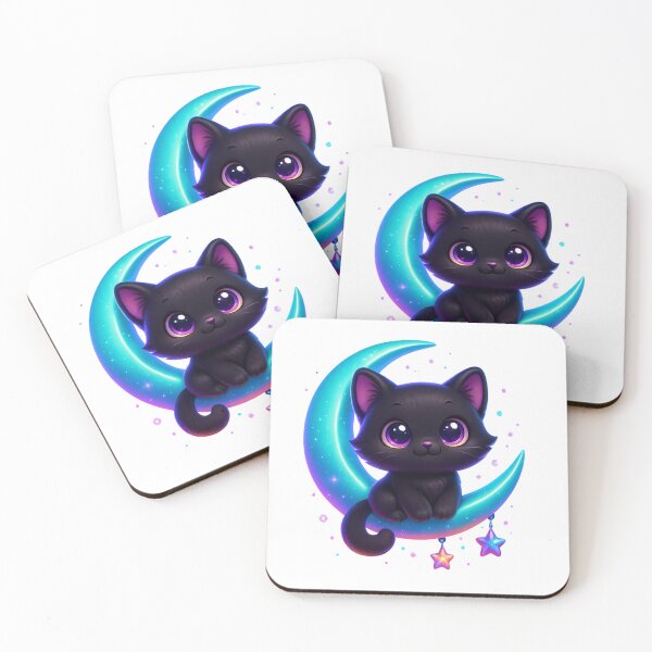 Item preview, Cat on Crescent Moon | Kawaii Starry Night Illustration | Dreamy Celestial Kitty designed and sold by PrintCreations9.