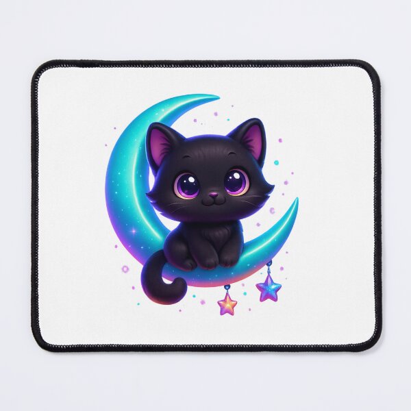 Item preview, Cat on Crescent Moon | Kawaii Starry Night Illustration | Dreamy Celestial Kitty designed and sold by PrintCreations9.