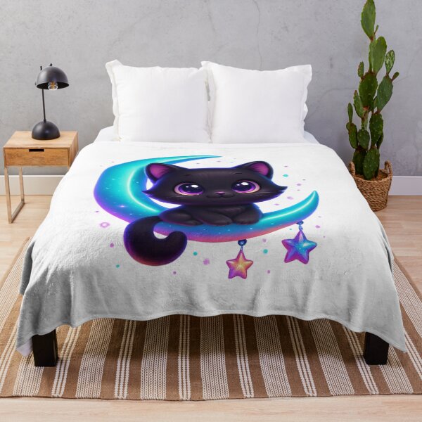 Item preview, Cat on Crescent Moon | Kawaii Starry Night Illustration | Dreamy Celestial Kitty designed and sold by PrintCreations9.