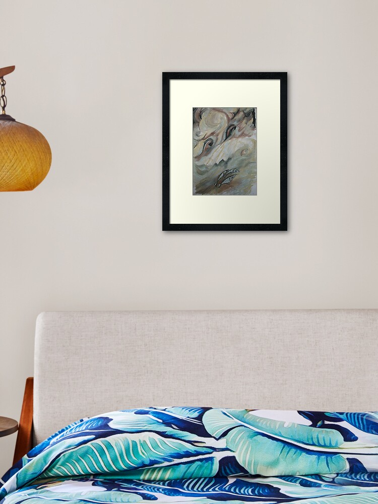Thumbnail 2 of 7, Framed Art Print, 3 little courageous fishies in an open stormy sea designed and sold by Anthropolog.