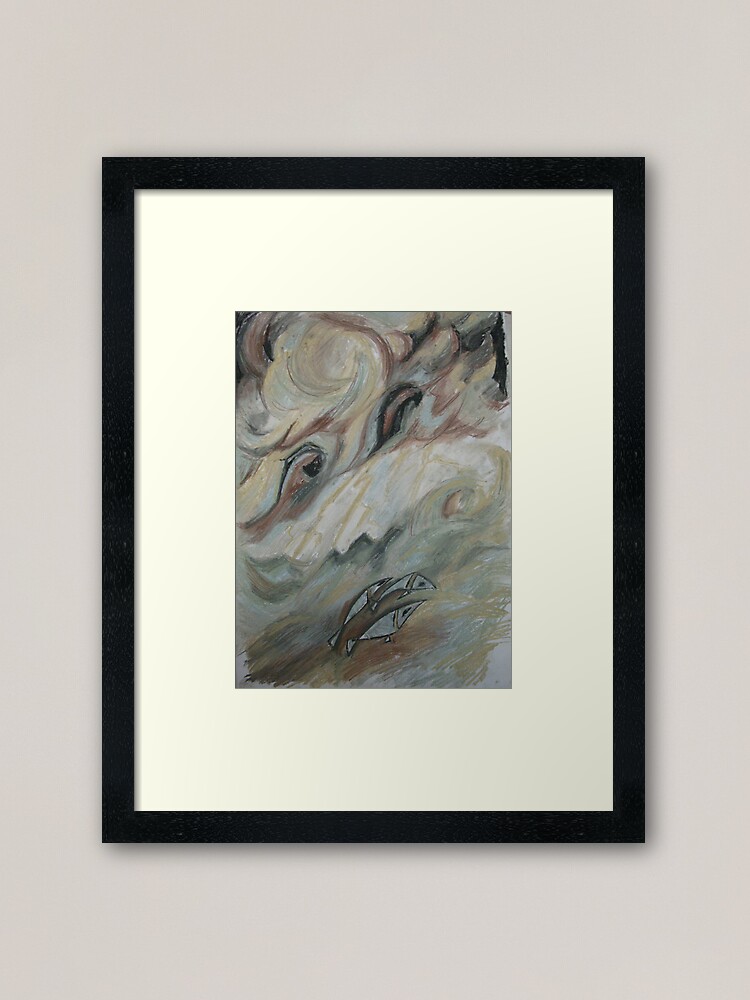 Thumbnail 1 of 7, Framed Art Print, 3 little courageous fishies in an open stormy sea designed and sold by Anthropolog.