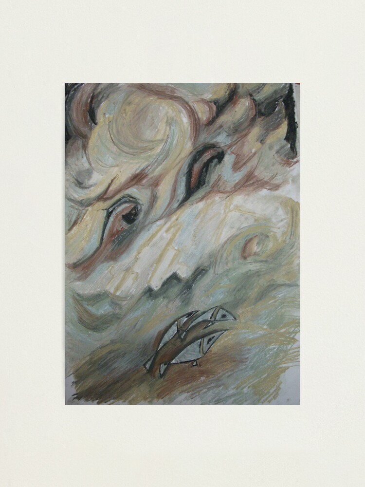 Thumbnail 1 of 3, Photographic Print, 3 little courageous fishies in an open stormy sea designed and sold by Anthropolog.