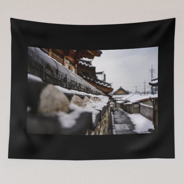 Item preview, Snowy Traditional Hanok Village in Gongju, Korea — Winter Landscape Photo Art designed and sold by natejordanphoto.