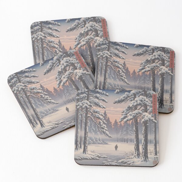 Item preview, Rose Gold Path – Ukiyo-e Snow Forest at Dusk designed and sold by Vandy Fullam.