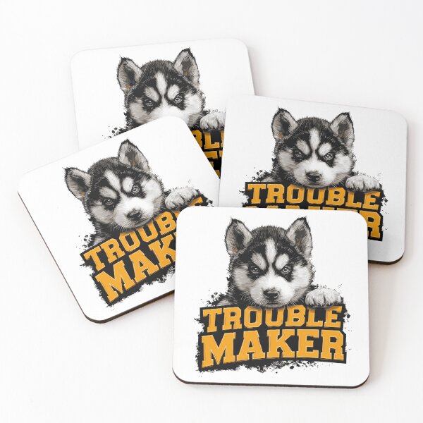 Item preview, Troublemaker – Husky Puppy Portrait designed and sold by drizzd.