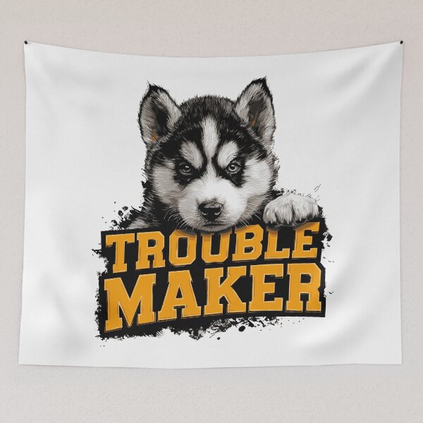 Item preview, Troublemaker – Husky Puppy Portrait designed and sold by drizzd.