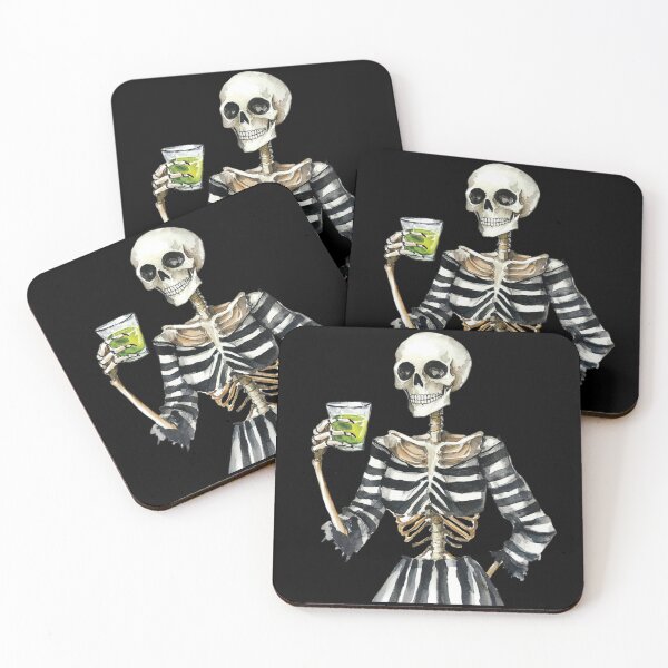 Item preview, Sassy Skeleton with Cocktail – Funny Gothic Halloween Art designed and sold by DirtyDishCloth.