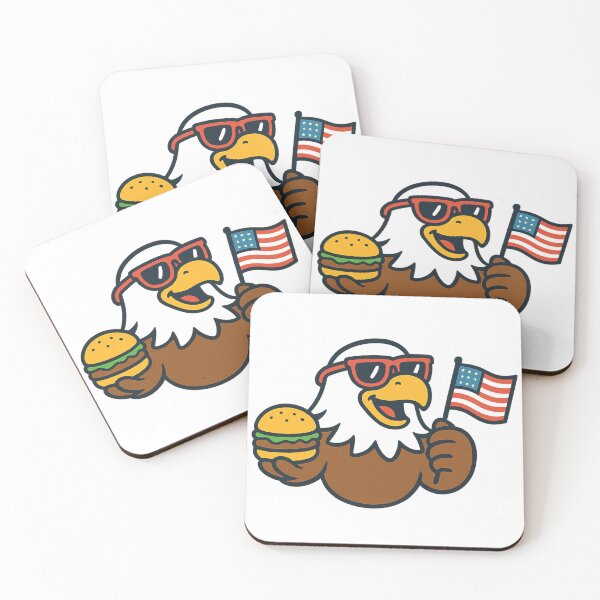 Item preview, Cartoon Bald Eagle with Sunglasses and Hamburger – Patriotic USA Logo designed and sold by DmrX.