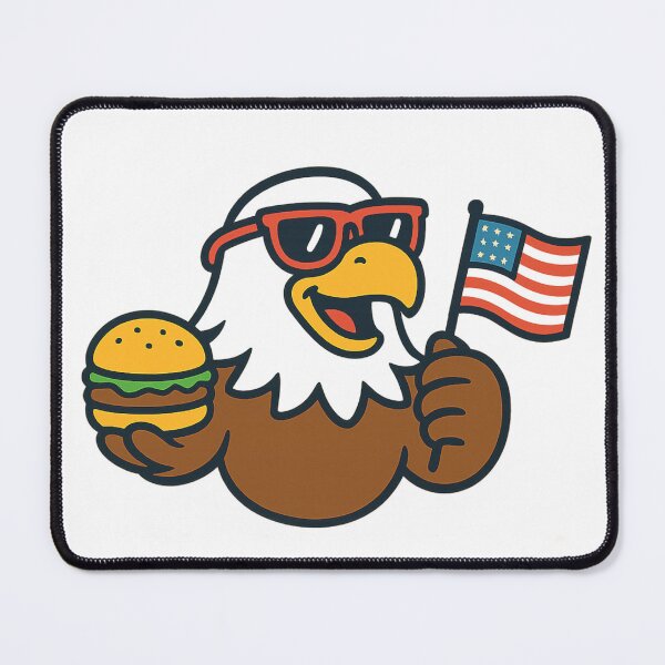 Item preview, Cartoon Bald Eagle with Sunglasses and Hamburger – Patriotic USA Logo designed and sold by DmrX.