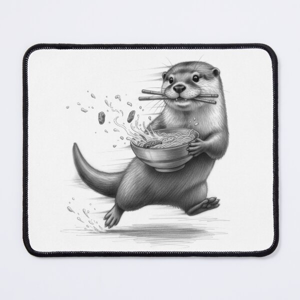 Item preview, Cute Otter Ramen T-Shirt - Fast Otter Eating Vintage Draw designed and sold by Gaviani Design Studio.