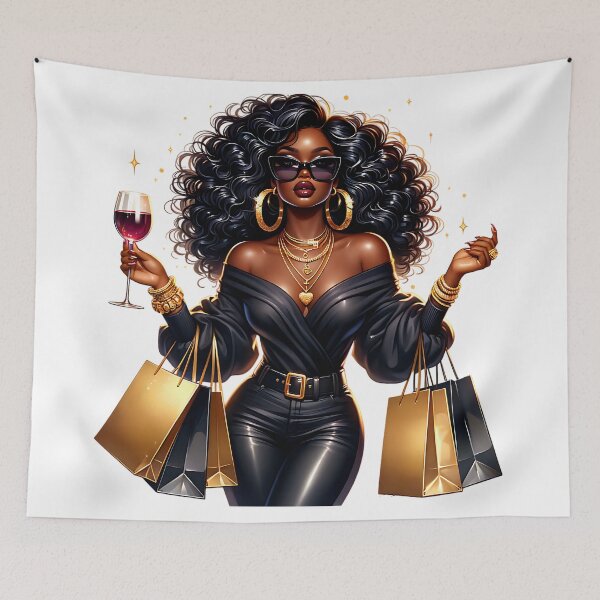 Item preview, Gold & Black Diva – Afro Glam Fashion Art designed and sold by Lulunza.