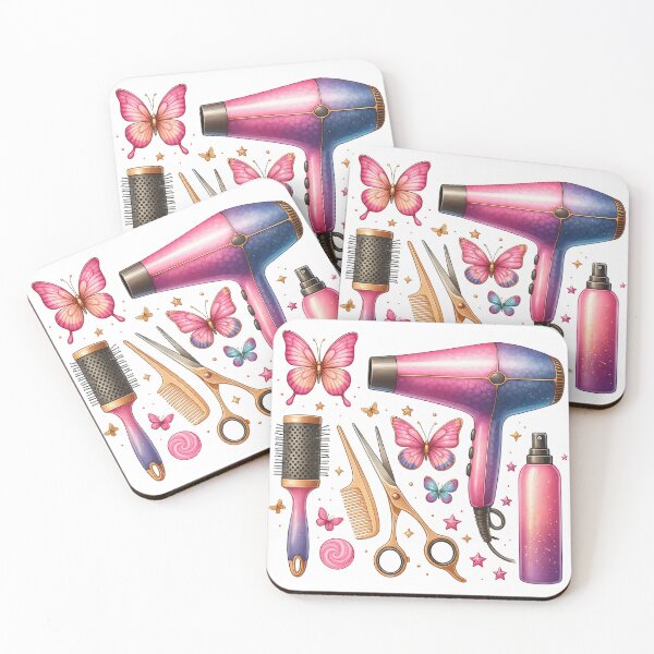 Item preview, Girly Hairdresser Tools with Butterflies and Stars designed and sold by ArtfulWeave.