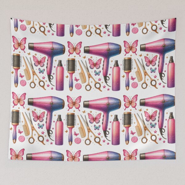 Item preview, Girly Hairdresser Tools with Butterflies and Stars designed and sold by ArtfulWeave.