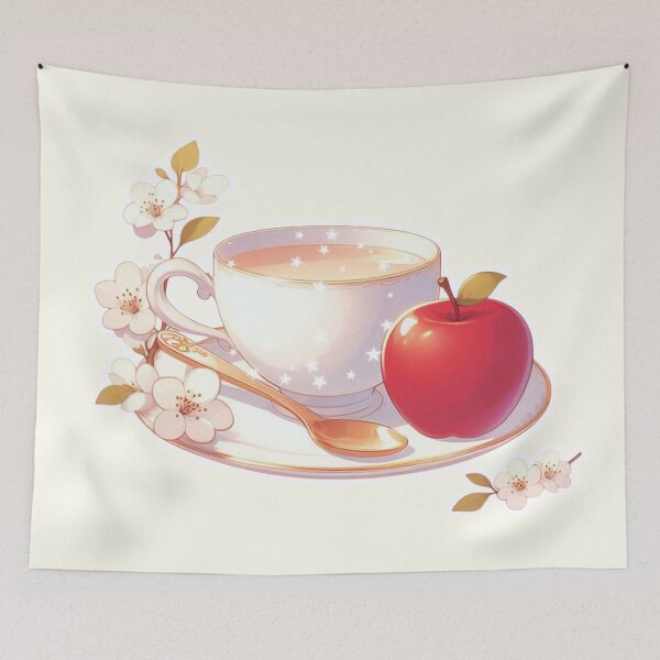 Item preview, Golden Tea Time with Apple – Soft Anime-Inspired Illustration designed and sold by Sugar Wisdom .