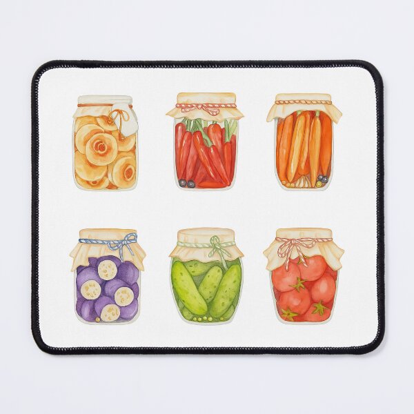 Item preview, Watercolor Pickled Veggies Jar Set Illustration designed and sold by ArtfulWeave.